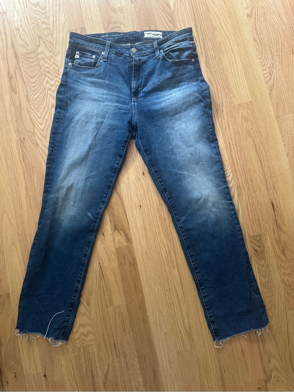 AG Adriano Goldschmied MARI CROP Blue Washed Ankle Jeans- HighRiseSlim Straight